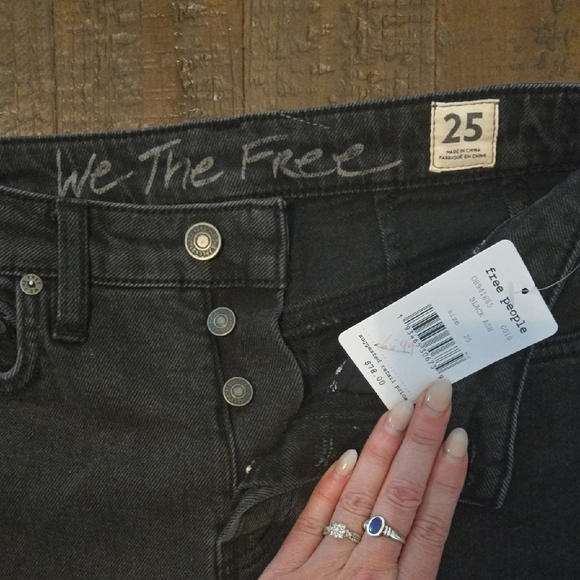 Free People Black Denim Shorts Jorts Grunge Distressed Y2k 90s - Picture 3 of 3